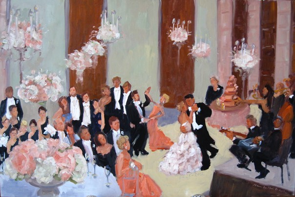 live-event artist, live event painting at a wedding at the new Four Seasons Baltimore