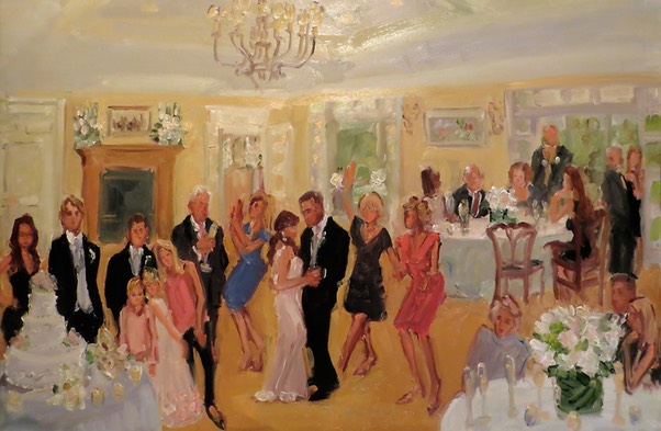 Live Wedding Painting in Baltimore at Spring Valley Hunt Club by Joan Zylkin The Event Painter.