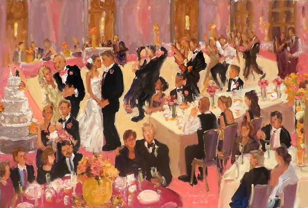 live-event artist. baseball wedding painting at Four Seasons by Joan Zylkin The Event Painter