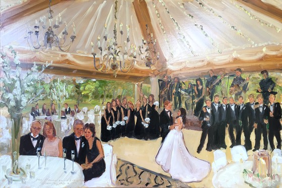 Live event painting Philadelphia, Wedding painting Cedarbrook CC, The Event Painter Joan Zylkin