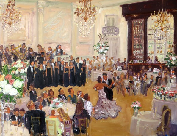 Live event painting at July wedding at newly renovated Cescaphe in Philly’s Norther Liberties.