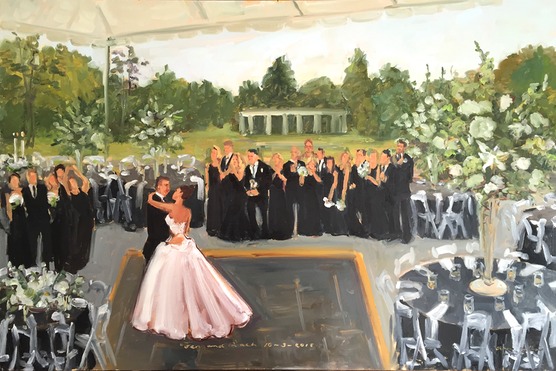 Greystone Hall Wedding painting by Joan Zylkin The Event Painter.