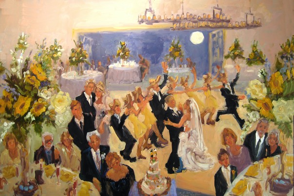 Valenzano Winery Wedding Painting: Supermoon, Cinco de Mayo, and the Bride wore COWBOY BOOTS !
