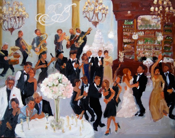 live-event artist, Painted live at Cescaphe Ballroom Wedding by Joan Zylkin The Event Painter