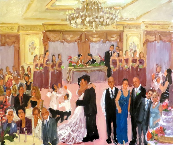 live-event artist, live event painting at an Italian/Portuguese Wedding in NJ