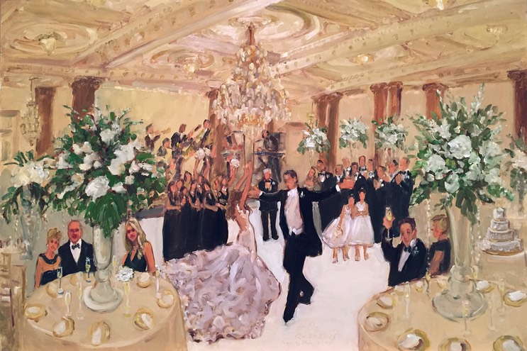 Live event painting at Armenian Wedding at the Crystal Tea Room in Philadelphia by Joan Zylkin The Event Painter.