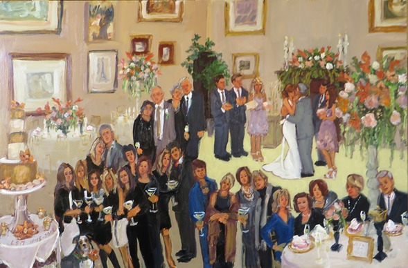 Wedding at Monterre Vineyard, PA, painted live as a gift from a group of friends.