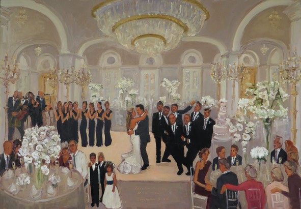 Brian Kappra Eventine Wedding at the Ritz Carlton painted live by Joan Zylkin The Event Painter.