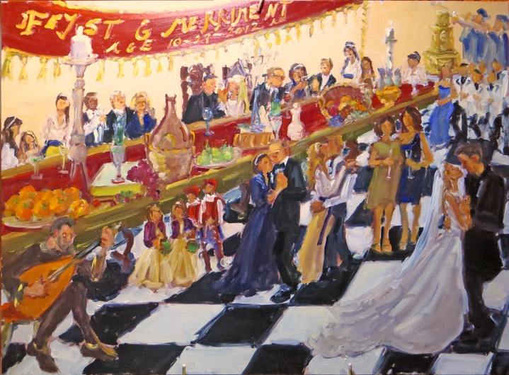 live-event artist, Renaissance Wedding Feast and Merriment, painted live by event painter Joan Zylkin