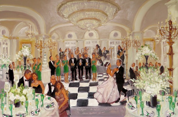 Wedding at Ritz Carlton painted live by Joan Zylkin The Event Painter.