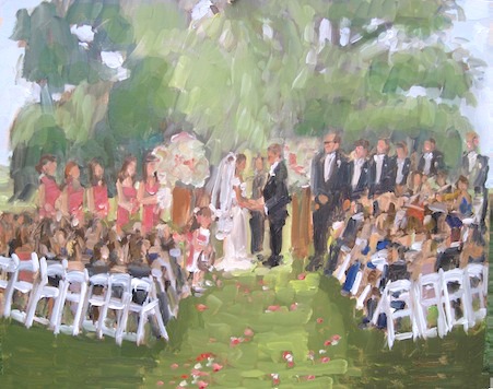 wedding painter Brooklyn NY.  wedding at Brooklyn Botanic Garden painted live by Joan Zylkin The Event Painter.